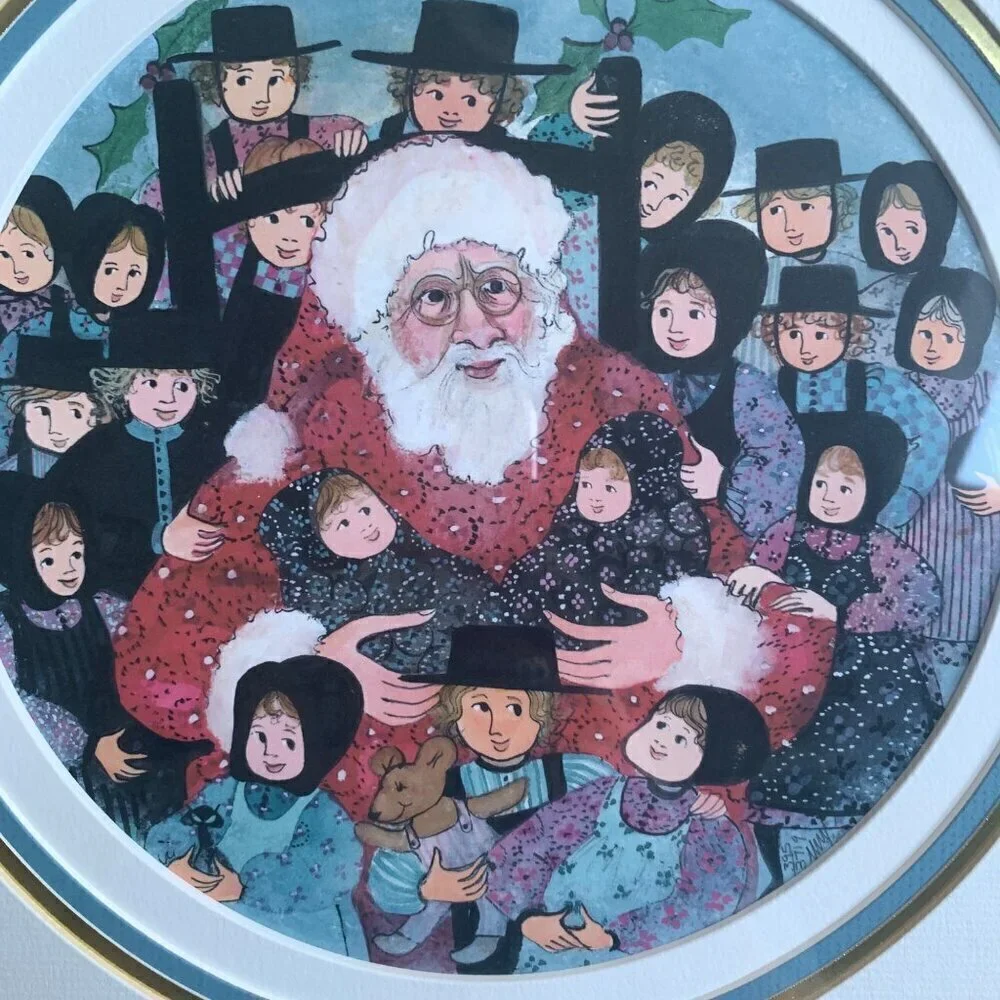 P Buckley Moss Lithograph Santa's Friends Signed Numbered Framed